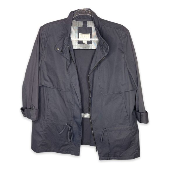 Caslon Jackets & Blazers - CASLON Women's Grey Utility Button Up Rolled Cuff Front Full Zip Jacket Size XL